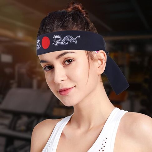 Uonlytech Japanese Headband 2pcs Bushido Headband Fitness Costume Cotton Curls Sports in Saudi Arabia
