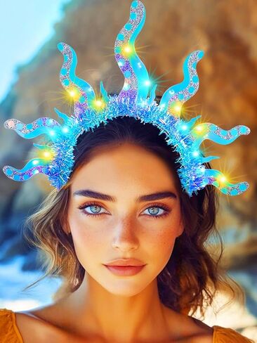 EARENT Light Up Octopus Headband Blue Mermaid Costume Hair Accessories for Women in Saudi Arabia