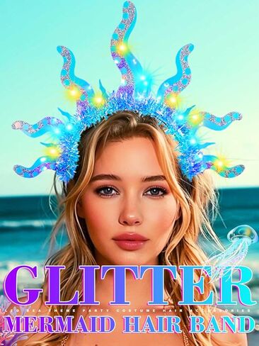 EARENT Light Up Octopus Headband Blue Mermaid Costume Hair Accessories for Women in Saudi Arabia