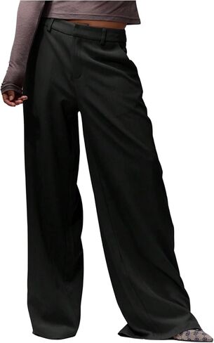 GORGLITTER Women's Dressy Low Rise Slacks Trousers Dress Pants Casual Wide Leg Work Trendy Travel Pants Business in Saudi Arabia