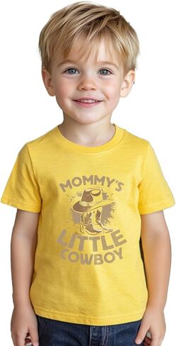 Cowboy Shirt Toddler Boy Kids Little Western Baby Boys Clothes Letter T-Shirts Cotton Tops Tee 2T-8Y in Saudi Arabia