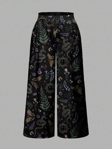 Women's Loose & Flowy Printed Casual Wide-Leg Trousers in Saudi Arabia