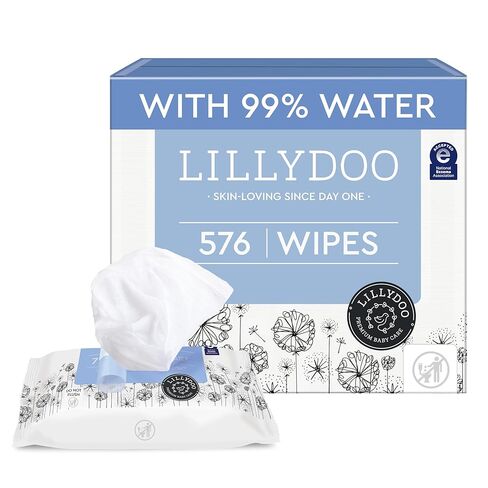 Hypoallergenic & strong Baby Wipes with 99% Water, Unscented & Plastic-Free, 4 resealable Packs (288 Wipes Total) in Kuwait