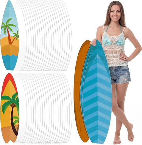 24 Pcs DIY Paper Surfboards Set Surfboard Shape Cardboard Surf and Beach Party Crafts for Kids DIY Paper Craft for Summer Beach Surf Party Decorations Board Wall Decor (8.5 x 31 Inch) in Kuwait