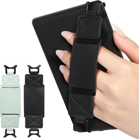 MoKo 2 Pack Security Hand Strap for 6-8" Kindle eReaders Fire Tablet-Kindle/Kobo/Voyaga E-Book Tablet, High-Elasticity Versatile Hand Strap Lightweight Finger Grip Holder, Indigo+Glitter Deep Blue in Kuwait