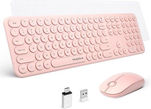 Cute Keyboard and Mouse Wireless for PC Computer/Laptop/Windows/Mac/Tablets, Ultra-Thin 2.4GHz USB Cordless Full-Sized Silent Retro Computer Keyboard Mouse Combo (Blue) in Saudi Arabia