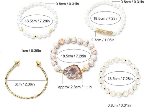 5PCS Beaded Bracelets/Bangle for Women, Multilayered Stackable Elastic Natural Turquoise Jasper Agate Crystal Stones Bracelets Set Handmade Boho Jewelry Gift for Women in Saudi Arabia