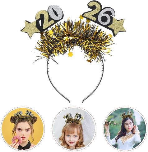 Cabilock 2026 Happy New Years Headband Tiara, 4PCS Glitter Headband New Years Eve Party Supplies for Party Favors Decorations in Saudi Arabia