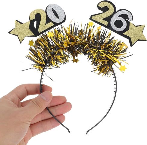 Cabilock 2026 Happy New Years Headband Tiara, 4PCS Glitter Headband New Years Eve Party Supplies for Party Favors Decorations in Saudi Arabia