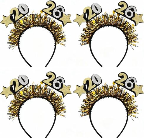 Cabilock 2026 Happy New Years Headband Tiara, 4PCS Glitter Headband New Years Eve Party Supplies for Party Favors Decorations in Saudi Arabia