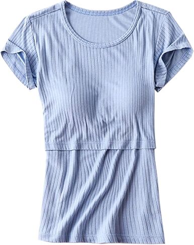 Womens Modal Nursing Tops Short Sleeves Maternity Breastfeeding Shirts Summer Outfit Pregnancy Clothes in Saudi Arabia