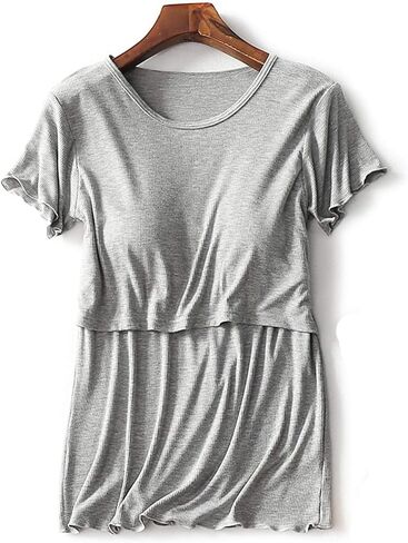 Womens Modal Nursing Tops Short Sleeves Maternity Breastfeeding Shirts Summer Outfit Pregnancy Clothes in Saudi Arabia
