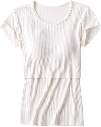 Womens Modal Nursing Tops Short Sleeves Maternity Breastfeeding Shirts Summer Outfit Pregnancy Clothes in Saudi Arabia