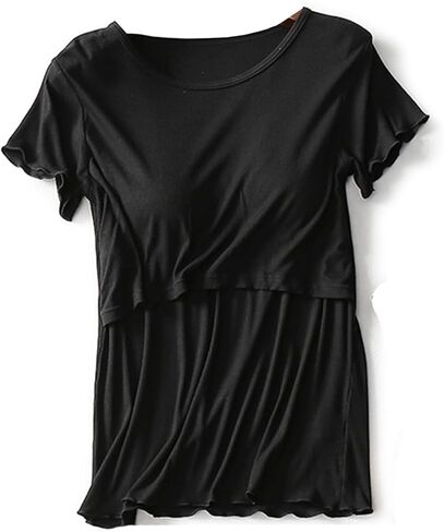 Womens Modal Nursing Tops Short Sleeves Maternity Breastfeeding Shirts Summer Outfit Pregnancy Clothes in Saudi Arabia
