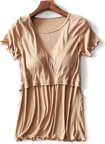 Womens Modal Nursing Tops Short Sleeves Maternity Breastfeeding Shirts Summer Outfit Pregnancy Clothes in Saudi Arabia