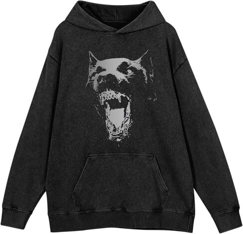 هوديي برسومات كبيرة الحجم للرجال، سترة بغطاء للرأس بغطاء للرأس وحمض الغسل Y2k، سترة كلاسيكية فضفاضة ورائعة، ملابس الجرونج للجنسين in Kuwait