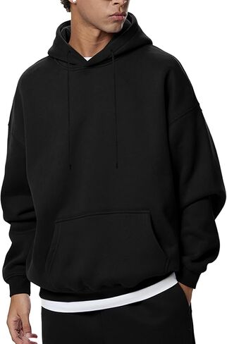 Mens Hoodie Oversized Pullover Fashion Hoodies Casual Active Long Sleeve Fleece Hooded Sweatshirt in Saudi Arabia