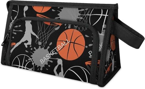 Large Capacity Pencil Case Pouch, Basketball Sport Portable Zipper Pencil Cases Pencil Bag Office Stationery Bag Makeup Bag Desk Organizer for Women Men in Saudi Arabia
