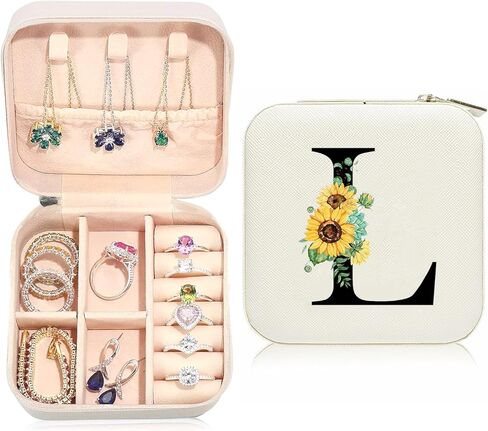 Sunflower Jewelry Case,Sunflower Gifts for Women,Initial Travel Jewelry Box,Personalized Gifts for Teen,Mom,Wife,Bridesmaids,21st Birthday Gifts for Her in Saudi Arabia