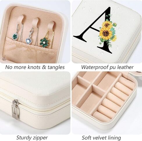 Sunflower Jewelry Case,Sunflower Gifts for Women,Initial Travel Jewelry Box,Personalized Gifts for Teen,Mom,Wife,Bridesmaids,21st Birthday Gifts for Her in Saudi Arabia