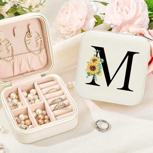 Sunflower Jewelry Case,Sunflower Gifts for Women,Initial Travel Jewelry Box,Personalized Gifts for Teen,Mom,Wife,Bridesmaids,21st Birthday Gifts for Her in Saudi Arabia