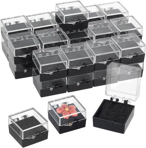 OLYCRAFT 32 Pack Plastic Gift Box 1.5x1.2x0.9 Inch Pin Storage Box with Protective Foam Insert Lapel Pin Holder Coin Display Case for Jewelry Collectors Lapel Badge Medals Brooch Storage Display in Saudi Arabia