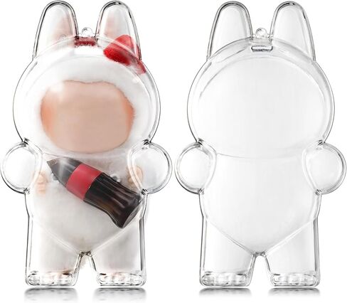 Clear Bag Keychain for LABUBU Plush Doll, Clear Doll Display Protective Cover, Hanging Figure Transparent Acrylic Case Storage Box for Fans Collector (Mask) in Saudi Arabia