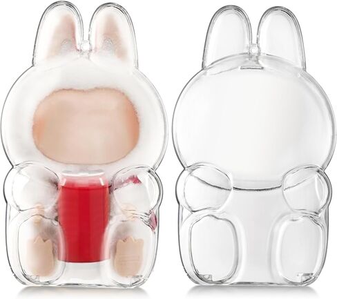 Clear Bag Keychain for LABUBU Plush Doll, Clear Doll Display Protective Cover, Hanging Figure Transparent Acrylic Case Storage Box for Fans Collector (Mask) in Saudi Arabia