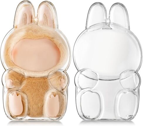 Clear Bag Keychain for LABUBU Plush Doll, Clear Doll Display Protective Cover, Hanging Figure Transparent Acrylic Case Storage Box for Fans Collector (Mask) in Saudi Arabia