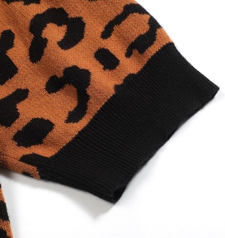 قمصان بولو نسائية من OXKNIT بأكمام قصيرة، طراز عصري من الستينيات بطبعة جلد الفهد، قمصان بنية مع زر ربع in Kuwait