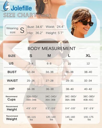 Jolefille High Waisted Bikini Sets for Women Bandeau Strapless Swimsuits Tummy Control Bathing Suit Ribbed 2 Piece Swim Suits in Saudi Arabia