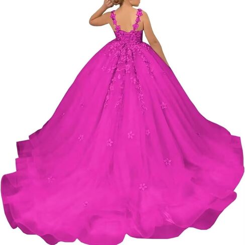 Tulle Flower Girl Dress for Wedding Laces Applique Pageant Party Dress Princess Puffy Communion Gown TZ10 in Saudi Arabia