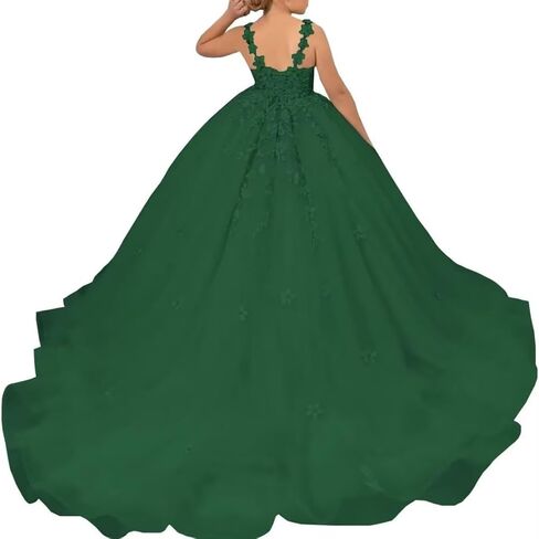 Tulle Flower Girl Dress for Wedding Laces Applique Pageant Party Dress Princess Puffy Communion Gown TZ10 in Saudi Arabia