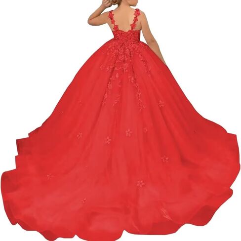 Tulle Flower Girl Dress for Wedding Laces Applique Pageant Party Dress Princess Puffy Communion Gown TZ10 in Saudi Arabia