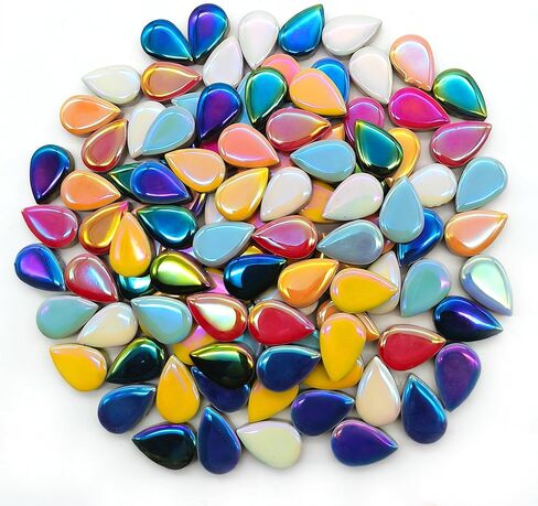 Ceramic Mosaic Tiles for Crafts, 7oz Assorted Colors Petal Mosaic Tiles Ceramic for Art Supplies, Mosaic Making Kit for DIY Hobbies Children Handmade Home Decoration Art Projects (Drop)…… in Kuwait