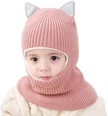Kids Winter Plus Velvet Thickened face Protection Scarf Cute Beanie Cap Skull Caps Winter Soft Warm Knit Caps in Saudi Arabia