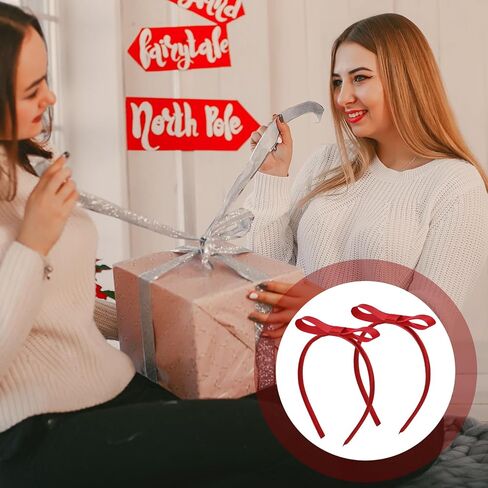 قطعتان من عصابة الرأس ذات القوس الأحمر للنساء، عصابات رأس حمراء لطيفة وشعر أحمر وعصابة رأس رفيعة وعصابة رأس رفيعة للهالوين وعيد الميلاد التنكرية للنساء وإكسسوارات شعر الأميرة لأعياد الميلاد in Saudi Arabia