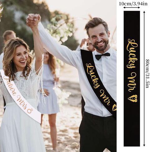 زينة حفلة الخطوبة تاج وشاح مجموعة المستقبل Mrs & Lucky Mr ديكور فقط مخطوبة وشاح تيارا زينة هدايا الخطوبة in Kuwait