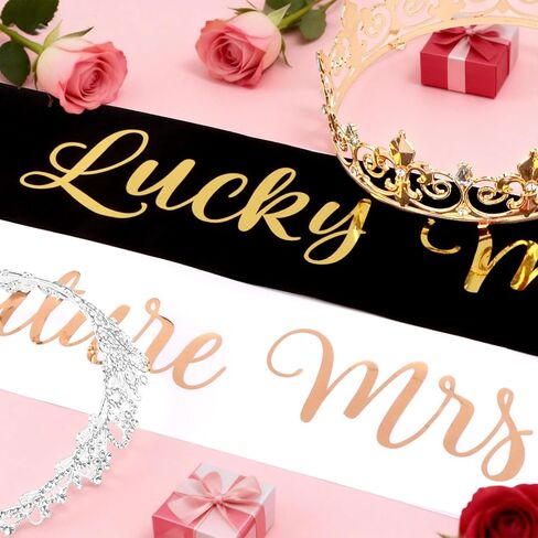 زينة حفلة الخطوبة تاج وشاح مجموعة المستقبل Mrs & Lucky Mr ديكور فقط مخطوبة وشاح تيارا زينة هدايا الخطوبة in Kuwait