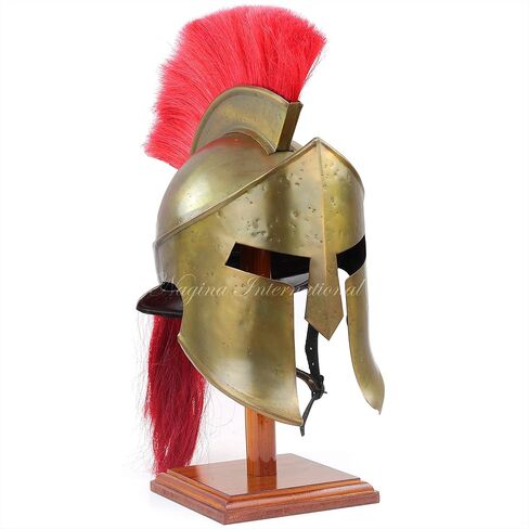 Nagina International Medieval Armour King Leonidas Greek Spartan Roman Helmet Legions | Men's Spartan Warrior Headwear Costume | 300 Movie Authentic Replica Helmet (𝗪𝗶𝘁𝗵 𝗪𝗼𝗼𝗱𝗲𝗻 𝗦𝘁𝗮𝗻𝗱) in Saudi Arabia