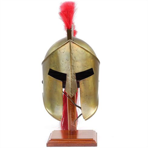 Nagina International Medieval Armour King Leonidas Greek Spartan Roman Helmet Legions | Men's Spartan Warrior Headwear Costume | 300 Movie Authentic Replica Helmet (𝗪𝗶𝘁𝗵 𝗪𝗼𝗼𝗱𝗲𝗻 𝗦𝘁𝗮𝗻𝗱) in Saudi Arabia