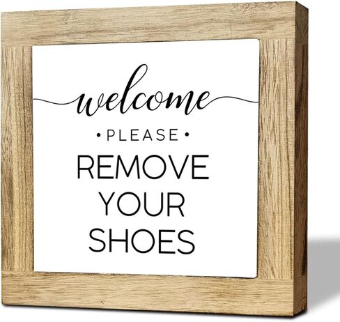 Please Remove Your Shoes Off Front Door Sign, Farmhouse Furniture Welcome to Decor, No Shoes Sign For House, Home Shelf Decoration, Welcome Decor, New Home Housewarming Gift in Saudi Arabia