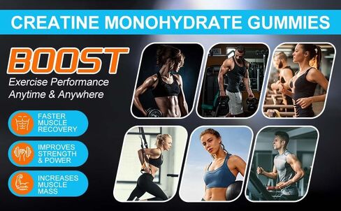 علكات الكرياتين مونوهيدرات للرجال والنساء - 5 جرام من الكرياتين مونوهيدرات لكل حصة - تساعد على زيادة القوة وبناء العضلات، خالية من السكر، نباتي، نكهة التوت الأزرق، 120 قطعة in Kuwait