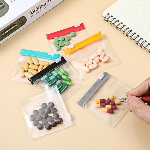 12 Pcs Zippered Pill Pouch Slide Lock Storage Bags Reusable Mini Seal Portable Medicine Baggies Self-Sealing Travel Plastic Case for Home Office Organizing Small Items in Saudi Arabia