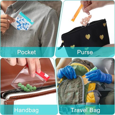 12 Pcs Zippered Pill Pouch Slide Lock Storage Bags Reusable Mini Seal Portable Medicine Baggies Self-Sealing Travel Plastic Case for Home Office Organizing Small Items in Saudi Arabia