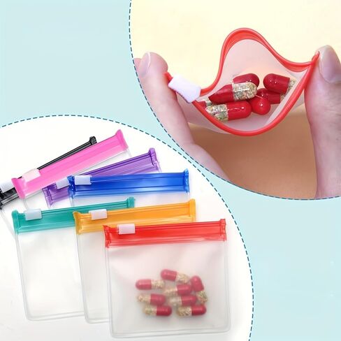 Generic 7-Pack Reusable Pill Pouches with Zipper Seal Semi-Transparent Pill Organizers for Travel and Daily Essentials in Saudi Arabia