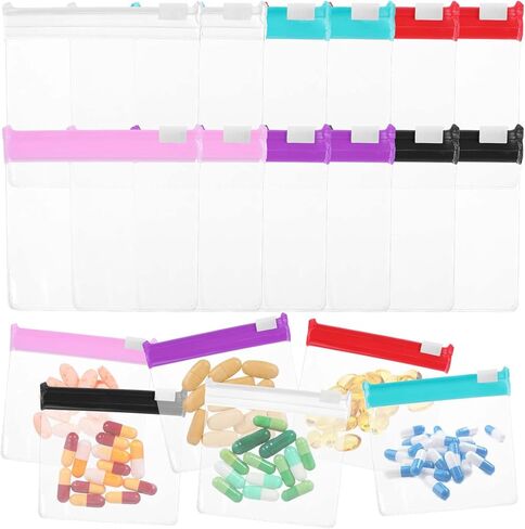 12 Pcs Zippered Pill Pouch Slide Lock Storage Bags Reusable Mini Seal Portable Medicine Baggies Self-Sealing Travel Plastic Case for Home Office Organizing Small Items in Saudi Arabia