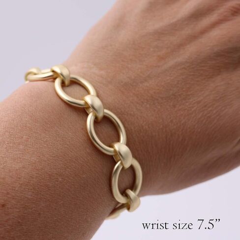 Rosemarie & Jubalee Chunky Link Chain Bracelet, Matte Gold,Toggle Clasp, Fashion Statement Jewelry, 7.5 Inch in Saudi Arabia