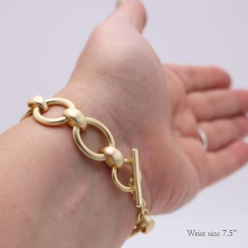 Rosemarie & Jubalee Chunky Link Chain Bracelet, Matte Gold,Toggle Clasp, Fashion Statement Jewelry, 7.5 Inch in Saudi Arabia
