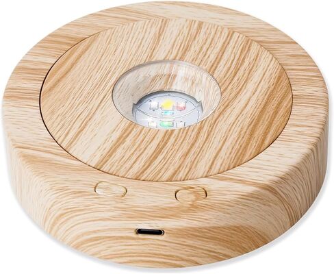 ZEERSHEE 4.5 * 1.2 بوصة حامل عرض ضوء LED دوار عرض دوران إيجابي وسلبي مع قاعدة أضواء ملونة لديكور عيد الميلاد الزجاجي والكريستالي (أسود) in Kuwait